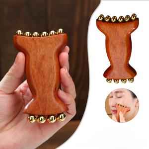광채 피부 구원자 림프 해독 얼굴 마사지기 주름 완화 턱선 및 눈가 탄력 강화 천연 구리 나무 뷰티 도구