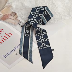우아한 실크 스카프 여성용 봄 여름 가을 심플 라인 가방 묶기 머리띠 장식 다기능 사선 드리프팅 벨트