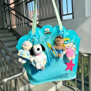 방수 수영 비치백 투명 스포츠 피트니스 대용량 싱글 숄더 휴가 비치백 (여성용)