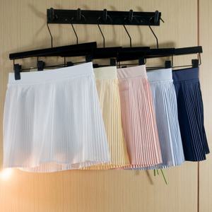 여성 플리츠 스커트 경량 속건 무지 테니스 요가 피트니스 조깅 안에 속바지가 있는 오르간 스커트