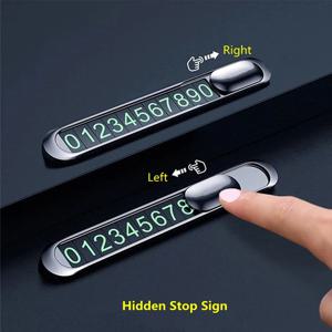 자동차 스타일링 임시 주차 카드 플레이트 전화 번호 금속 합금 질감 자동 전화 번호 카드 카드 숨겨진 자동차 스티커