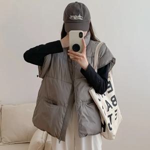 2025 가을 겨울 패션 심플하고 편안한 여성 코튼 베스트, 우아하고 다재다능한 여성용 다운 코튼 조끼 재킷