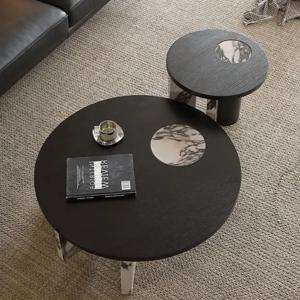 2025년형 고급 원형 커피 테이블, 모던 대리석 상판 미니멀리스트 사이드 테이블, 현대적인 거실용