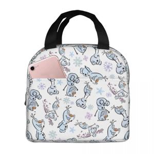 여성용 맞춤형 F-Frozenes 만화 절연 도시락 가방 올라프 엘사 애니메이션 재사용 가능한 열 냉각기 식품 도시락 상자 야외 캠핑