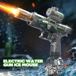 전동 물총 자동 연속 발사 물총 야외 장난감 장거리 사격 물총 조명 포함 수영 장난감