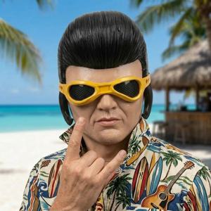 리얼한 반얼굴 엘비스 라텍스 마스크 - 무대 공연, 할로윈 행사용 레트로 스타일 의상 소품