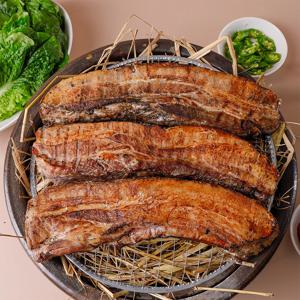 초벌 짚불 훈연 삼겹살1kg(초벌 후 중량)