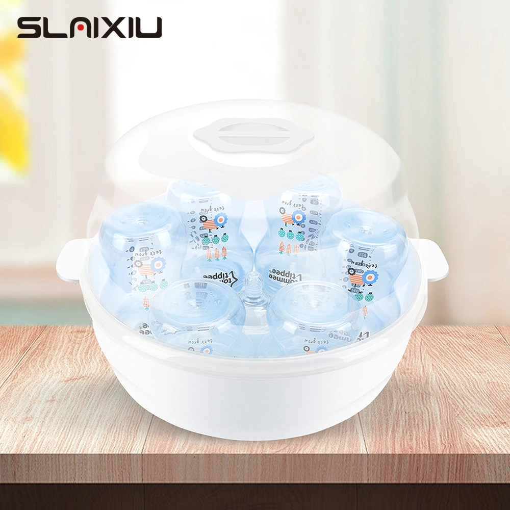 아기 병용 전자 레인지 증기 살균기 온도 젖꼭지 살균기 병 홀더 보관 상자 아기 병 따뜻하게 BPA 무료