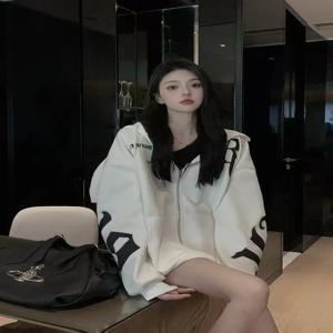 레터 후드 커플 후드티, 시니어 디자인 센스, 루즈한 라지 사이즈 코트, 올해 가을 겨울 신상