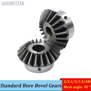 표준 보어 베벨 기어 2/2.5/3/3.5/4M 기성 구멍 45 #   강철 퀀칭 처리된 90도 직각 기어 산업용 변속기
