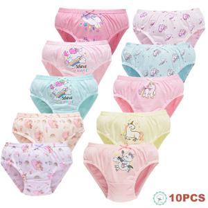 5/10Pcs 코 튼 여자 팬티 레인보우 유니콘 사랑스러운 만화 어린이 삼각형 속옷 부드러운 통기성 유치원 소녀 팬티