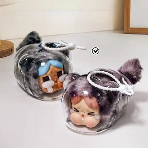 고화질 투명 레오파드 캣 보호 케이스 크라이베이비 인형 비닐 백팩 걸이 장식 슬링백 하드 PVC 불규칙형