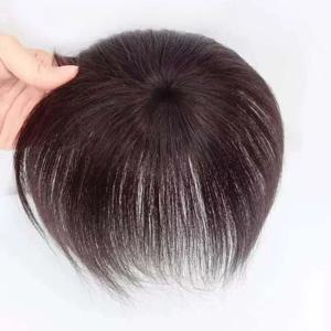 9x9Cm 스트레이트 인간의 머리카락 여성용 헤어 피스 여성용 빠르게 머리 볼륨 증가 커버 회색 머리 다크 브라운/내추럴 컬러