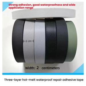 테이프는 폭 2cm이며, 열융착 삼중 방수 다이빙 슈트, 수선 패치 의류, 방수 재킷 바지에 사용됩니다.
