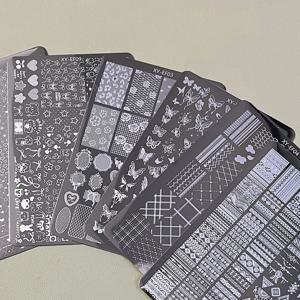 1개 네일 아트 스탬핑 플레이트 전사 프린팅 템플릿 나비 레이스 홀로우 아웃 패턴 템플릿 DIY 매니큐어 장식