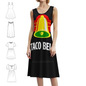 로고스 타코 벨 보헤미안 민소매 드레스 멀티 프린트 비치 휴가 파티 드레스 타코 벨 로고 패스트 푸드 음식 웃긴 드레스