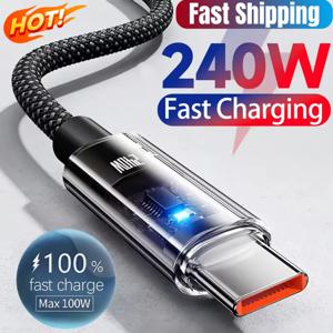 240w 나일론 USB 타입 C 초고속 충전 케이블 LED 디지털 디스플레이 USB C 충전기 데이터 케이블 삼성 샤오미 화웨이 아너용
