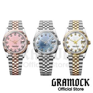 맞춤형 기계식 남성 손목시계 플루티드 베젤 36mm 39mm NH35A 무브먼트 사파이어 날짜 표시 자개 다이얼 스틸 스트랩 방수