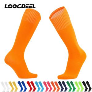 Loogdeel 축구 스포츠 양말 긴 무릎면 솔리드 컬러 어린이 레깅스 스타킹 축구 야구 발목 성인 어린이 양말