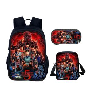 Stranger Things 5 학생용 백팩 한국어판 초등 및 중등학교 백팩 Ins 패션 트렌드 백팩 3종 세트