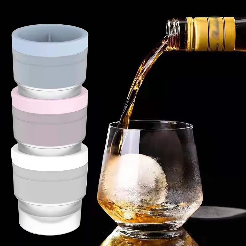 실리콘 아이스 메이커 식품 등급 구형 아이스 몰드 쌓을 수있는 느린 녹는 DIY 아이스 볼 칵테일 위스키 음료 홈 바