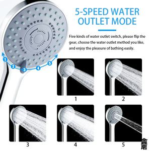 욕실 스프레이 샤워 제트 샤워 헤드 절수형 핸드헬드 조절 가능 5가지 모드 SPA 샤워 목욕 헤드 욕실 액세서리