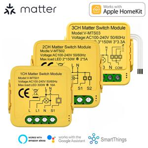 Matter WiFi 스마트 스위치 모듈 릴레이 회로 차단기 스마트 홈 자동화는 Homekit/Alexa/Google/smartTings와 협력합니다.