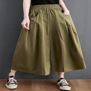 하이웨이스트 와이드 레그 팬츠 여성 여름 신상 한국 스타일 플러스 사이즈 루즈핏 스커트 슬리밍 다용도 9부 팬츠