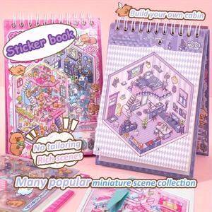 미스터 페이퍼 30개입 3D 입체 스택 미니어처 장면 스티커 풍경 스티커북 소녀 퍼즐 수제 DIY 스트레스 해소