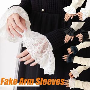 레이스 커프스 화이트 탈부착 가능한 가짜 소매 웨딩 브라이덜 가운 액세서리 스웨터 커프 아름다운 레이스 액세서리