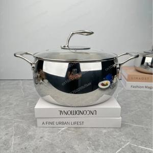 삼중 강철 일체형 수프 냄비, 찌개와 수프용 다용도 냄비, 주조 강철 방열 손잡이