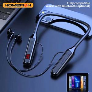 디지털 디스플레이 기능을 갖춘 무선 블루투스 넥밴드 헤드폰, 대용량 세미 인이어 스포츠 스테레오 헤드폰