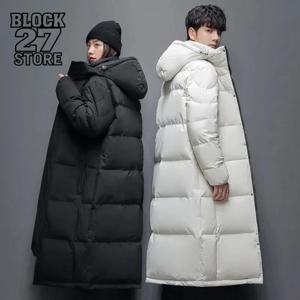남성용 겨울 롱 다운 재킷 브랜드 트렌디한 단색 후드 화이트 덕 다운 파카 여성용 아웃도어 스키 의류 경량 코트