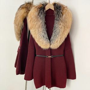 천연 리얼 폭스 모피 자켓 여성용 스웨터 니트 코트 오버사이즈 스웨터 여성용 모피 니트 자켓 여성 의류 겉옷