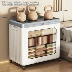 대용량 이동식 수납함, 두꺼운 바닥 아래 수납 정리함, 바퀴 달린 옷장, 옷과 이불 보관 가능