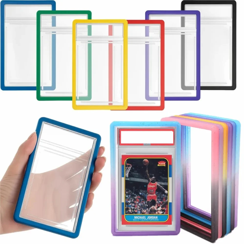 35PT 등급 카드 슬래브 그라디언트 실리콘 TPU 범퍼 케이스 가드 프로텍터 (스포츠 게임 포켓몬 카드 디스플레이 슬리브 스킨)