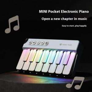 레인보우 라이트 키즈 미니 피아노 휴대용 디자인 7 색 LED 학습 피아노 키보드 다기능 전자 오르간 키보드