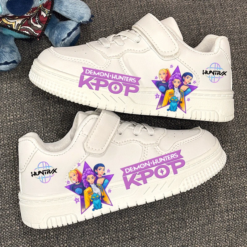 키즈 패션 캐주얼 신발 아동용 새 디자인 KPOP 화이트 스포츠 운동화 남아 여아 학생 미끄럼 방지 야외 통기성 스니커즈