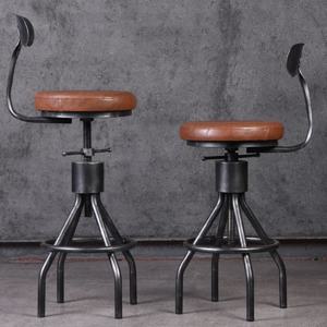 #   키친 아일랜드 바 카페 클럽 가구 리프팅 아이언 업홀스터드 앤틱 바 의자