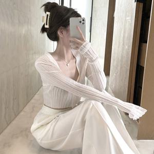 여성용 자외선 차단 숄, 에어컨 커버업, 섹시한 아이스 실크 니트 얇은 가디건 숏자켓