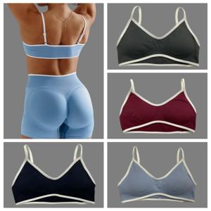 여성용 컬러 블록 요가 브라(내장형 니플 패드 및 캐미솔 디자인), 체육관 운동 및 스포츠 탱크탑에 적합