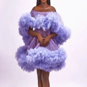 쉬머 레이어드 러플 파티 얇은 명주 그물 원피스 쇼걸 코스튬 드래그, 벌레스크 복장 랩, 여성용 볼레로 케이프 드레스