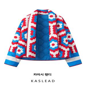 KASLEAD 새로운 패셔너블한 긴 소매 면 재킷 여성용 프린트 퀼팅 카디건 스타일 스트리트웨어 가을 2023