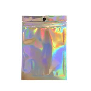 100pcs 홀로그램 Resealable Mylar 가방 지 플락 캔디 Suger 티 쥬얼리 뷰티 보관 가방