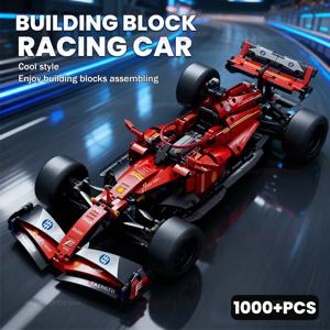 1000+개 조각 스피드 레이싱카 블록 세트 1:10 스케일 DIY 수집용 모델 키트 어린이 및 성인 선물 전시용 레이싱카 장난감