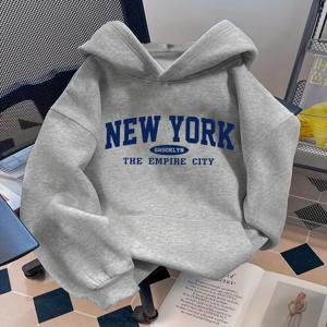 여성용 루즈핏 뉴욕 레터 패턴 패션 후디 캐주얼 스타일 기하학 패턴 후드 칼라 모든 계절에 적합