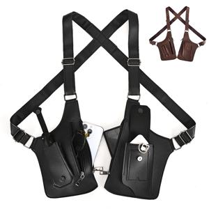 더블 숄더 스트랩 멀티 포켓 아웃도어 전술 조끼 전술 낚시 가방 방수 PU 다용도 남성 크로스백