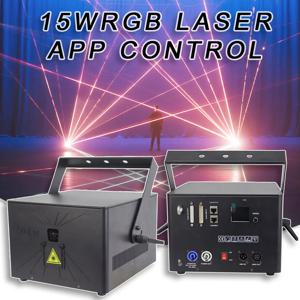 YUER RGB 빔 프로젝터 블루투스 연결 앱 제어 15W 레이저 빔 파티 DJ 디스코 웨딩 애니메이션 무대 조명