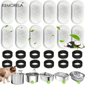 12/15PCS 고양이 물 분수 활성탄 스폰지 필터 스테인레스 스틸 워터 디스펜서 애완 동물 건강한 워터 케어 액세서리