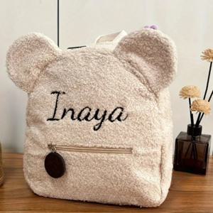 자수 이름 테디베어 백팩 - 귀여운 플러시 키즈 소프트 경량 스쿨백, 남녀 어린이를 위한 완벽한 데일리 캠퍼스 필수품